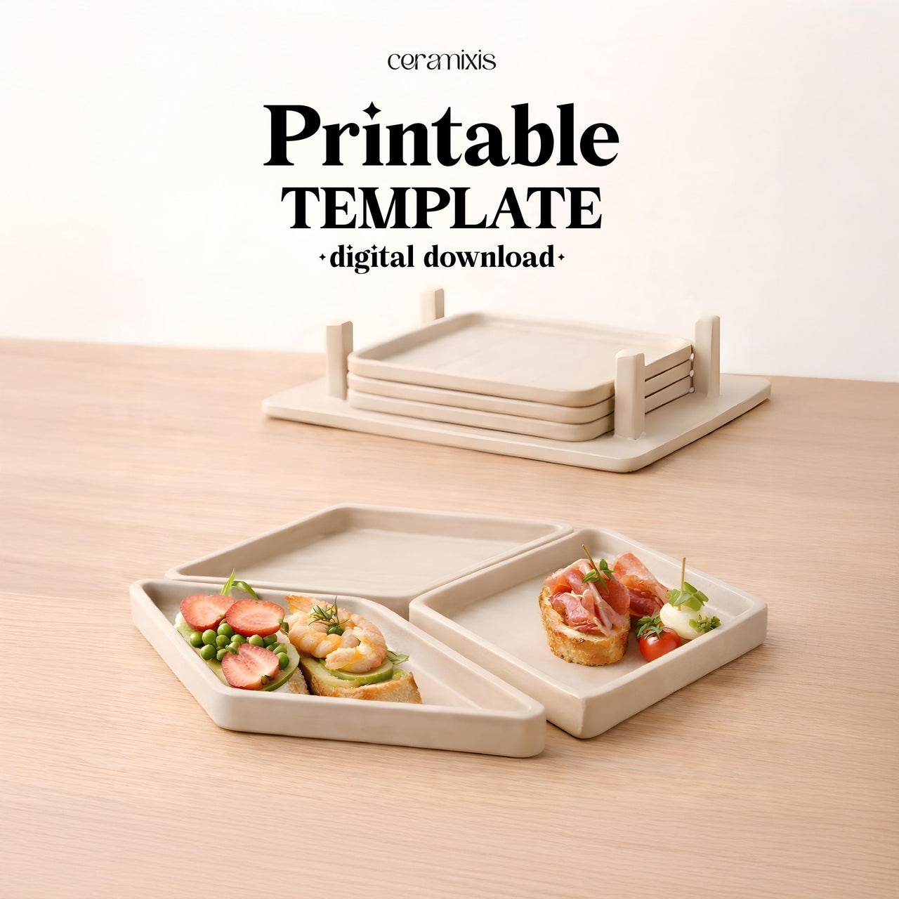 Tapas Plate Pottery Template, Ceramic Slab Building, Digital Download