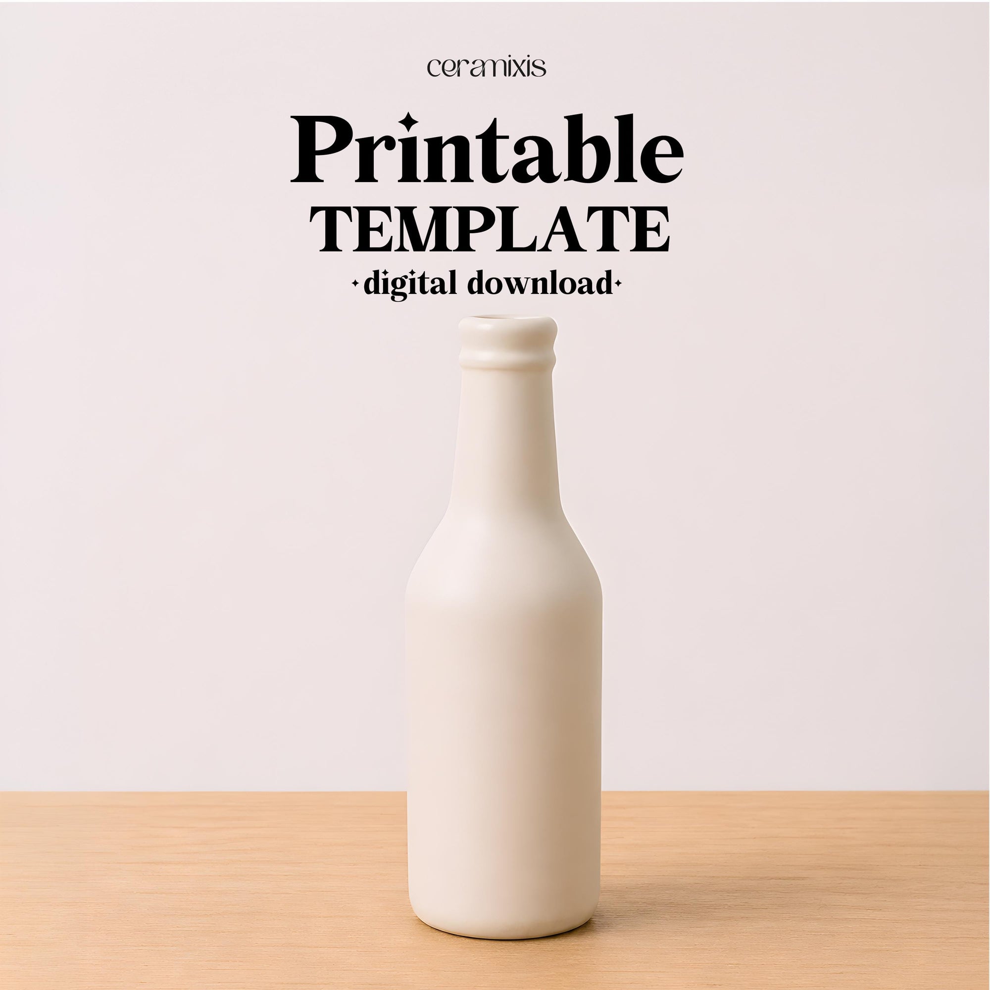 Bottle Vase Pottery Template, Ceramic Slab Building, Digital Download