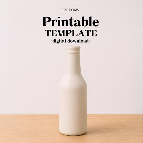 Bottle Vase Pottery Template, Ceramic Slab Building, Digital Download