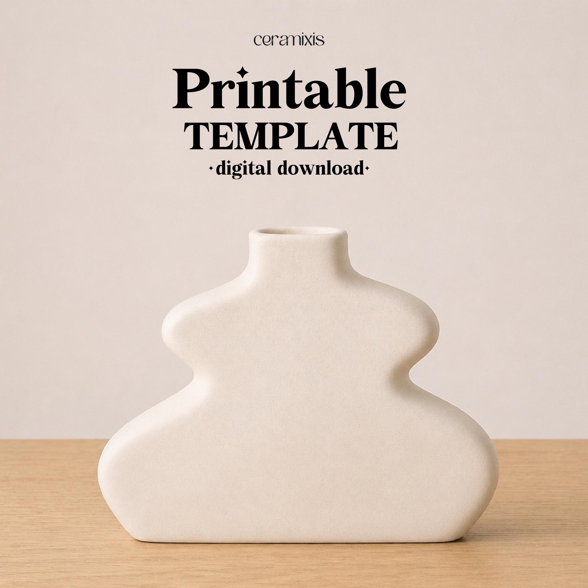 Vase Pottery Template – Design 9, Ceramic Slab Building, Digital Download