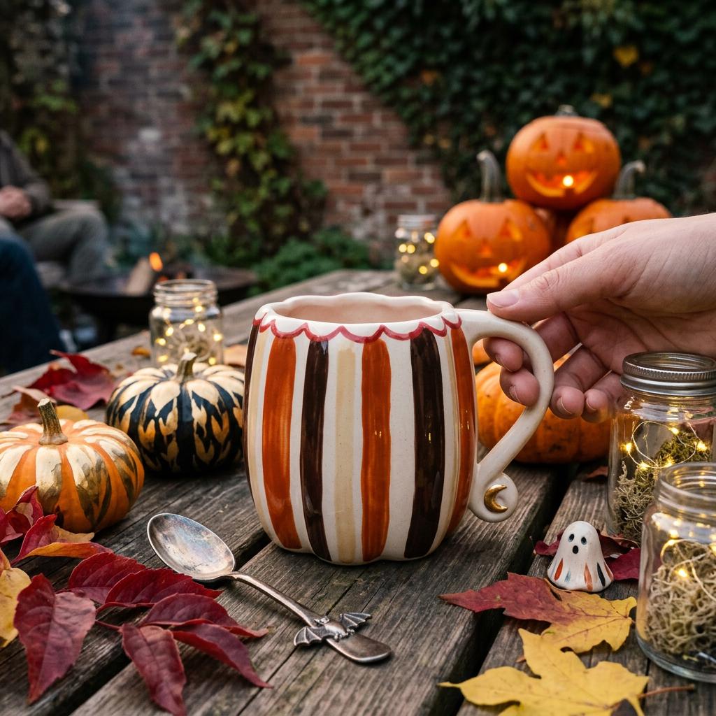 Pumpkin Mug Pottery Template, Ceramic Slab Building, Digital Download