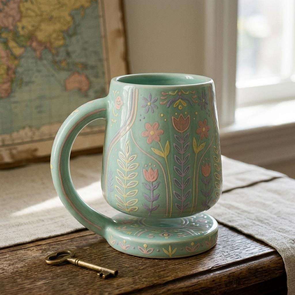 Floating Mug Pottery Template – Design 1, Ceramic Slab Building, Digital Download