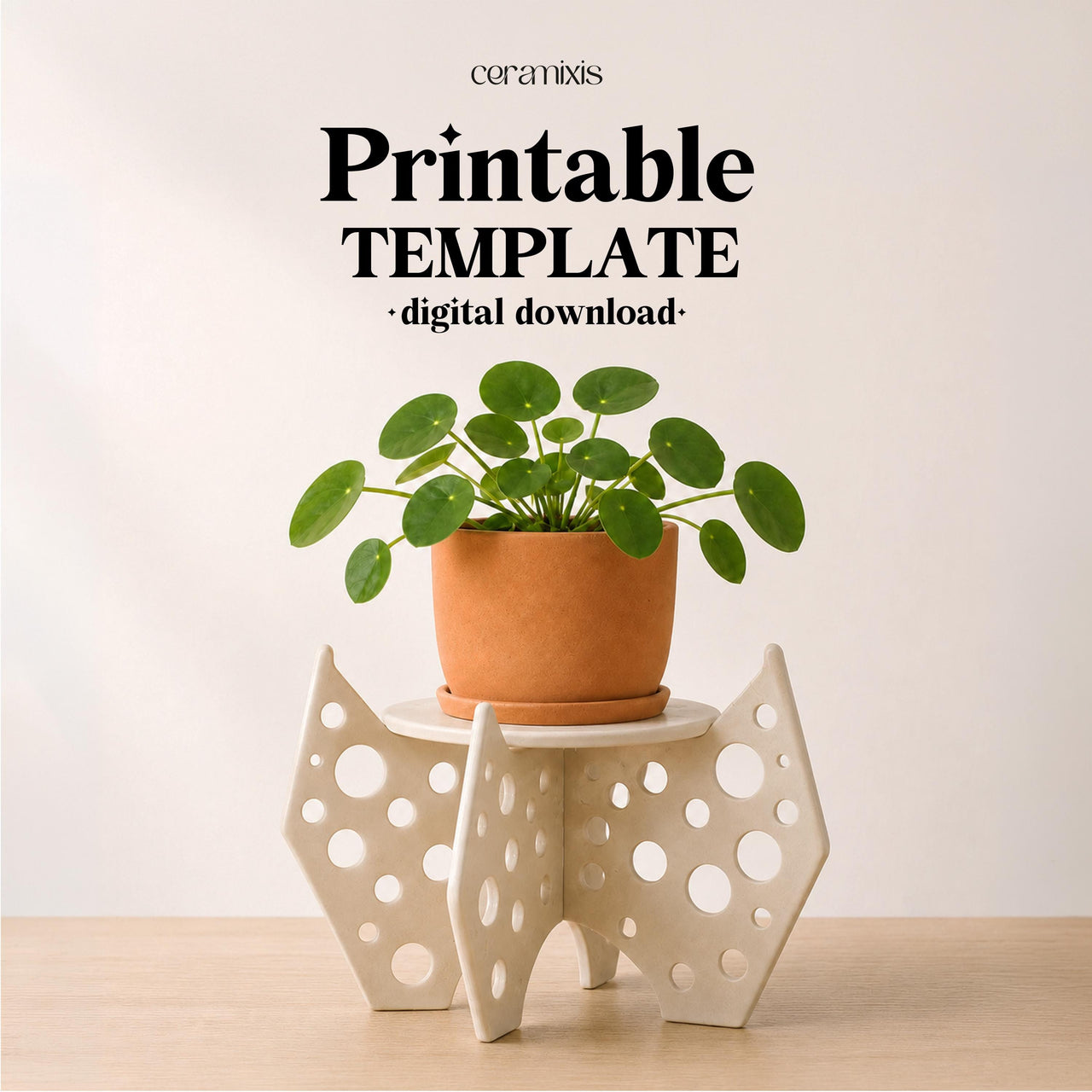 Plant Pot Stand Pottery Template – Design 1, Ceramic Slab Building, Digital Download