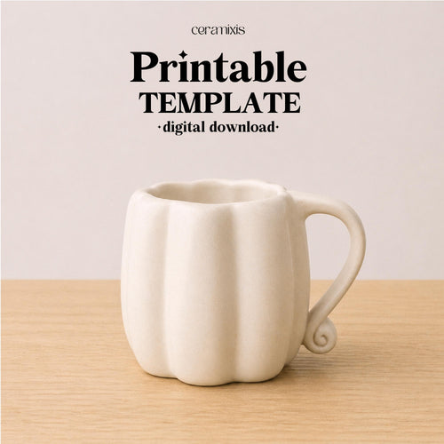 Pumpkin Mug Pottery Template, Ceramic Slab Building, Digital Download