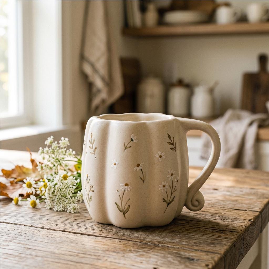 Pumpkin Mug Pottery Template, Ceramic Slab Building, Digital Download