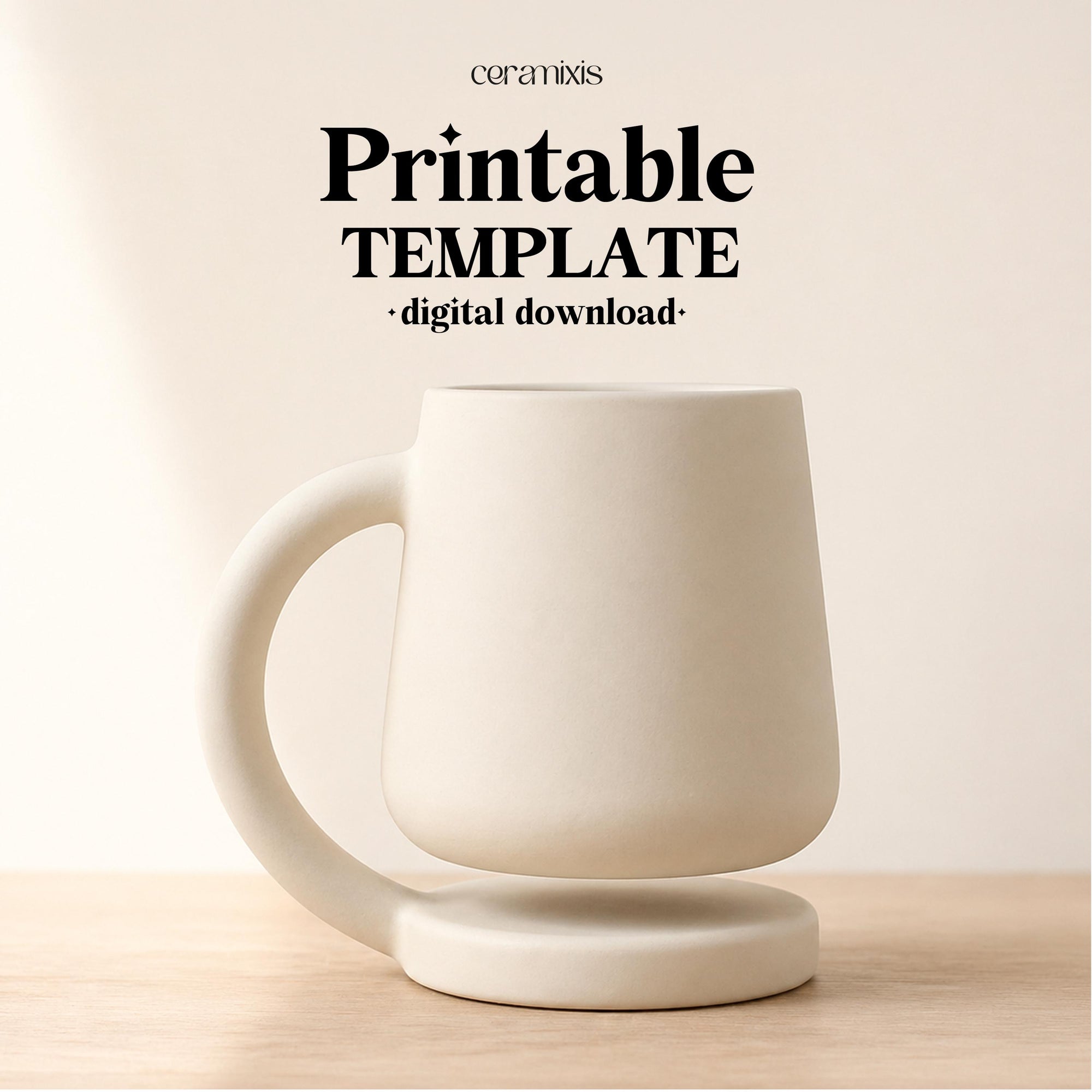 Floating Mug Pottery Template – Design 1, Ceramic Slab Building, Digital Download