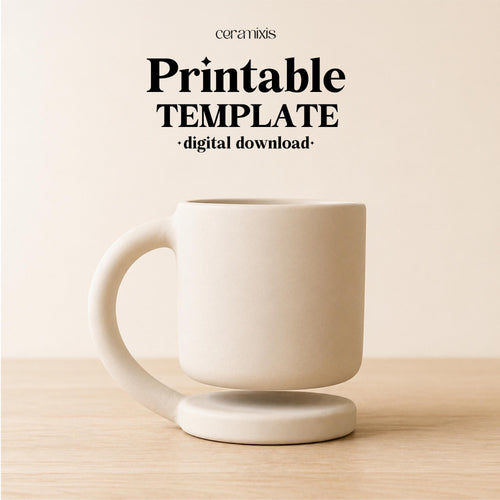 Floating Mug Pottery Template – Design 2, Ceramic Slab Building, Digital Download