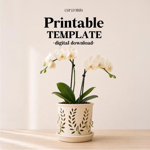 Orchid Pot Pottery Template, Orchid Planter Ceramic Slab Building, Digital Download