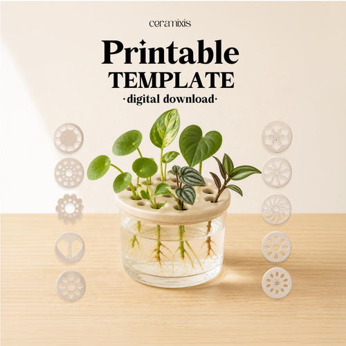 Plant Propagation Lid Bundle Pottery Template, Ceramic Flower Frog Jar Topper, Slab Building PDF