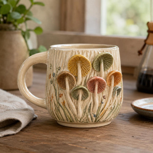 Mushroom Mug Pottery Template, Ceramic Slab Building, Video Tutorial, Digital Download