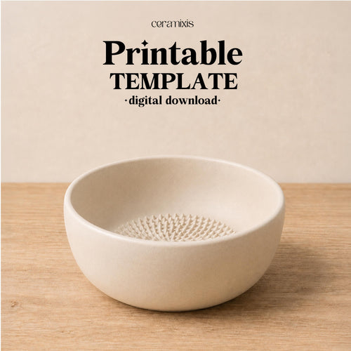 Garlic Grater Salad Bowl Pottery Template, Dipping Bowl, Ceramic Slab Building, Digital Download, PDF