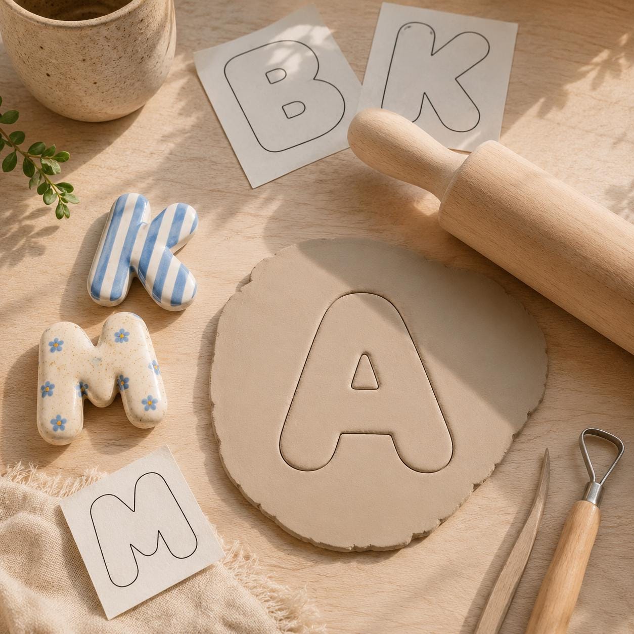 Letters Pottery Template, Viral Bubble Clay Letters,  Ceramic Slab Building, Letter Name Sign, PDF