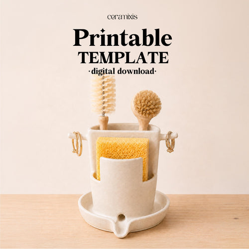 Sink Caddy Pottery Template, Sponge Holder, Ceramic Slab Building, Digital Download PDF