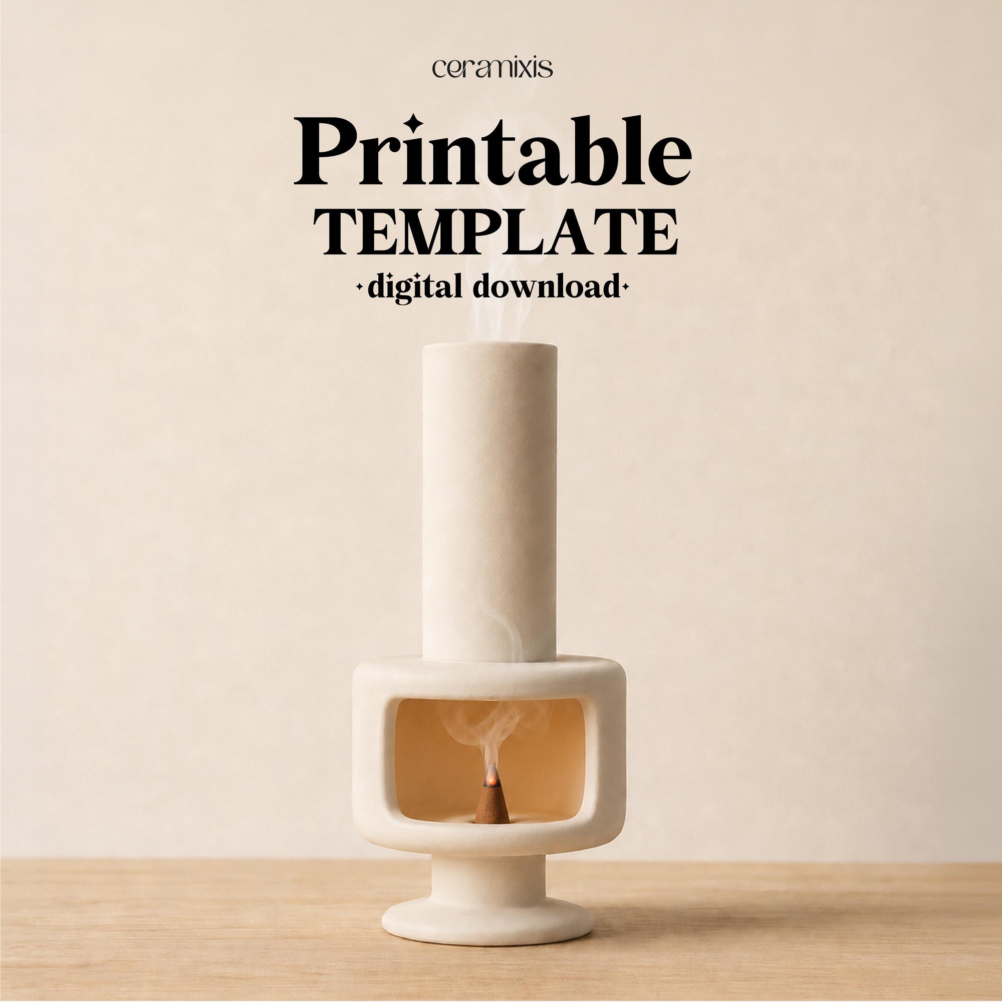 Cone Incense Burner Pottery Template, Chimney Incense Holder, Ceramic Slab Building, Digital Download PDF