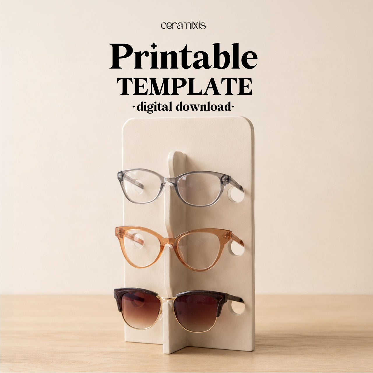 Sunglasses Holder Pottery Template, Ceramic Slab Building, Digital Download PDF