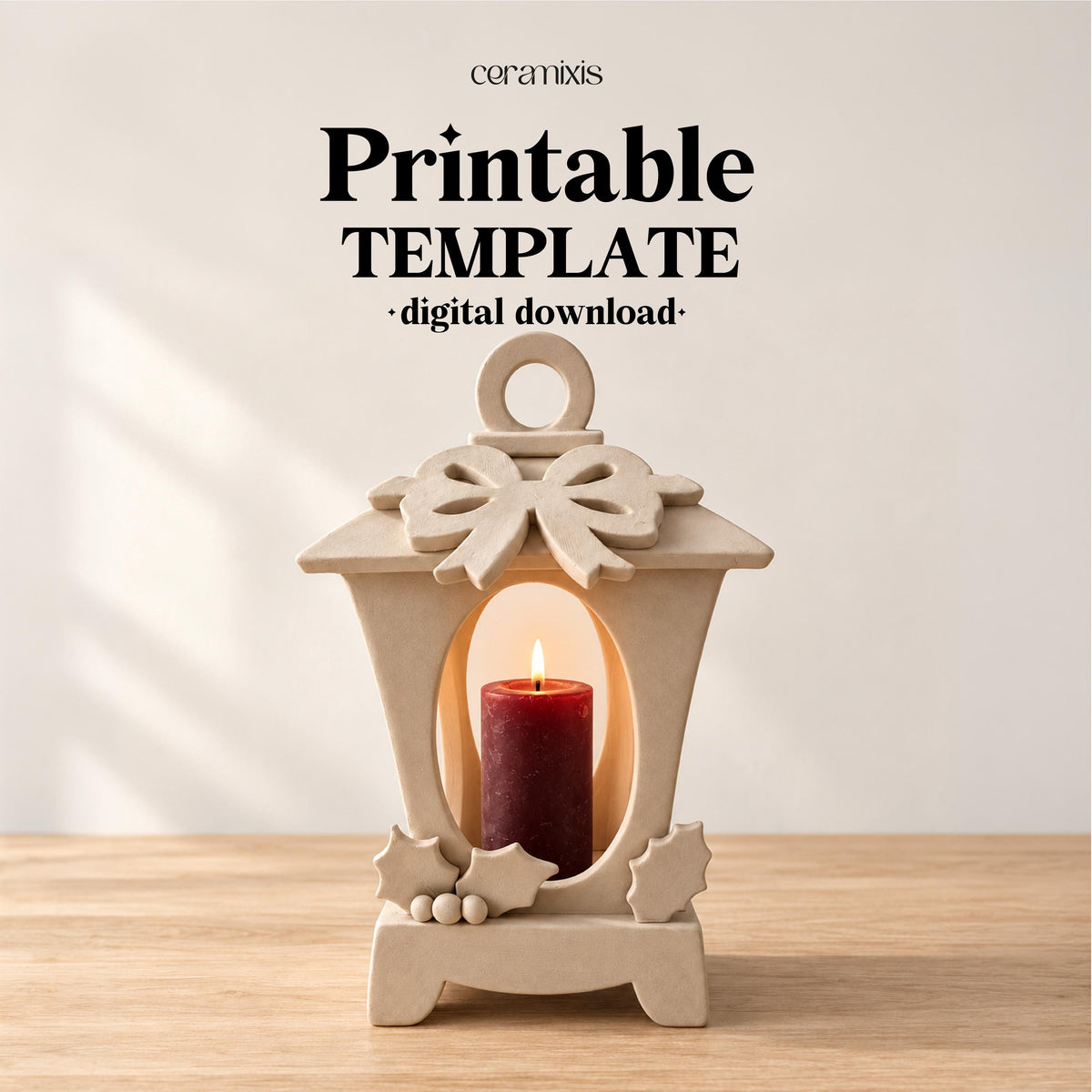 Ceramic Lantern Pottery Template, Standing Candle Lantern, Slab Building Pattern, Printable PDF