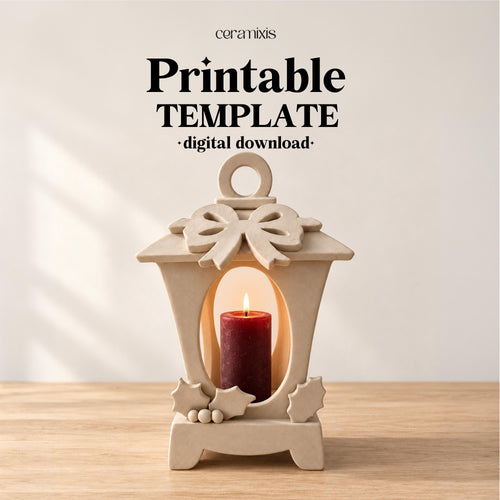 Ceramic Lantern Pottery Template, Standing Candle Lantern, Slab Building Pattern, Printable PDF