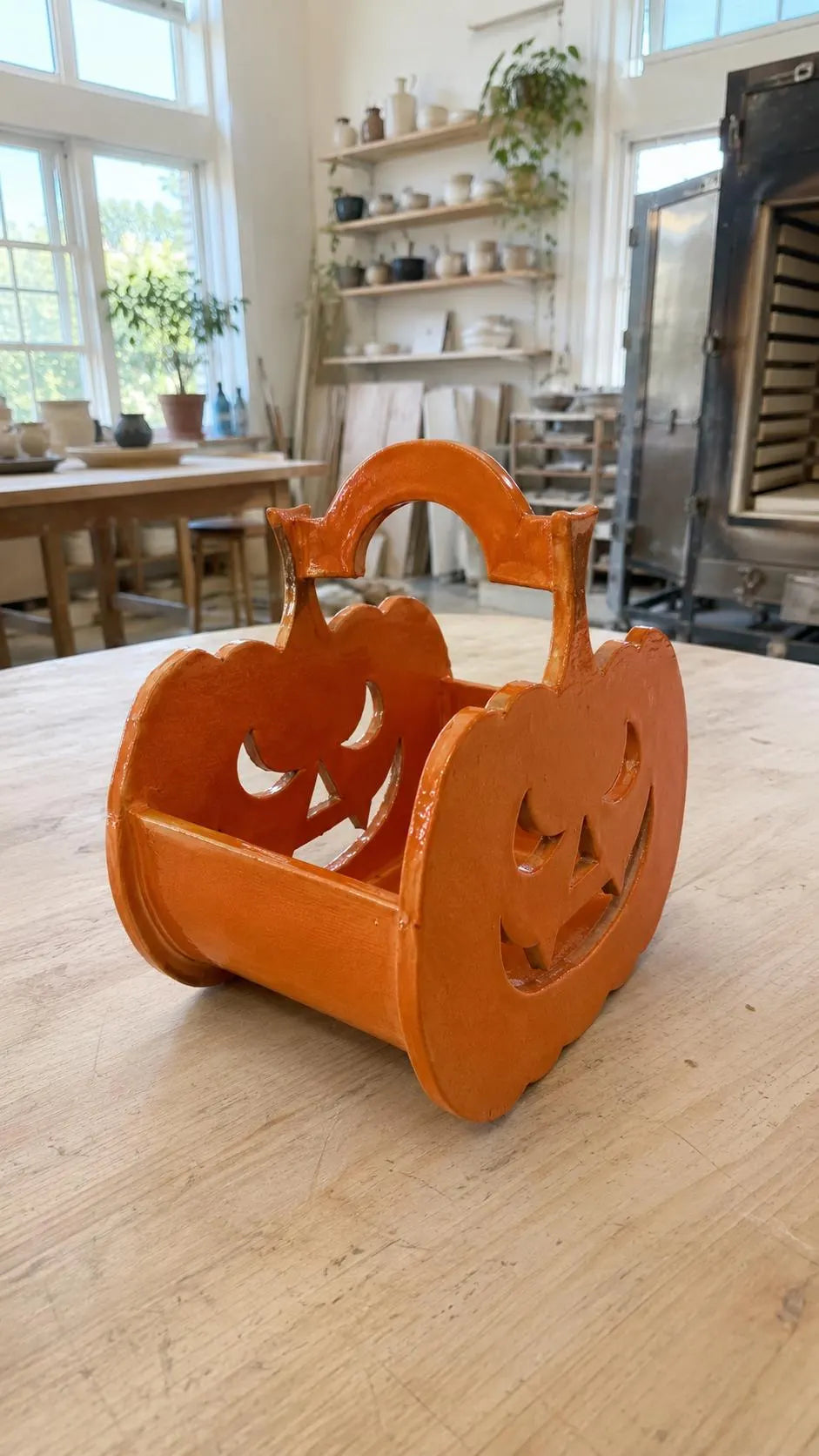 Pumpkin Basket Pottery Template, Halloween Decor, Ceramic Slab Building, Digital Download