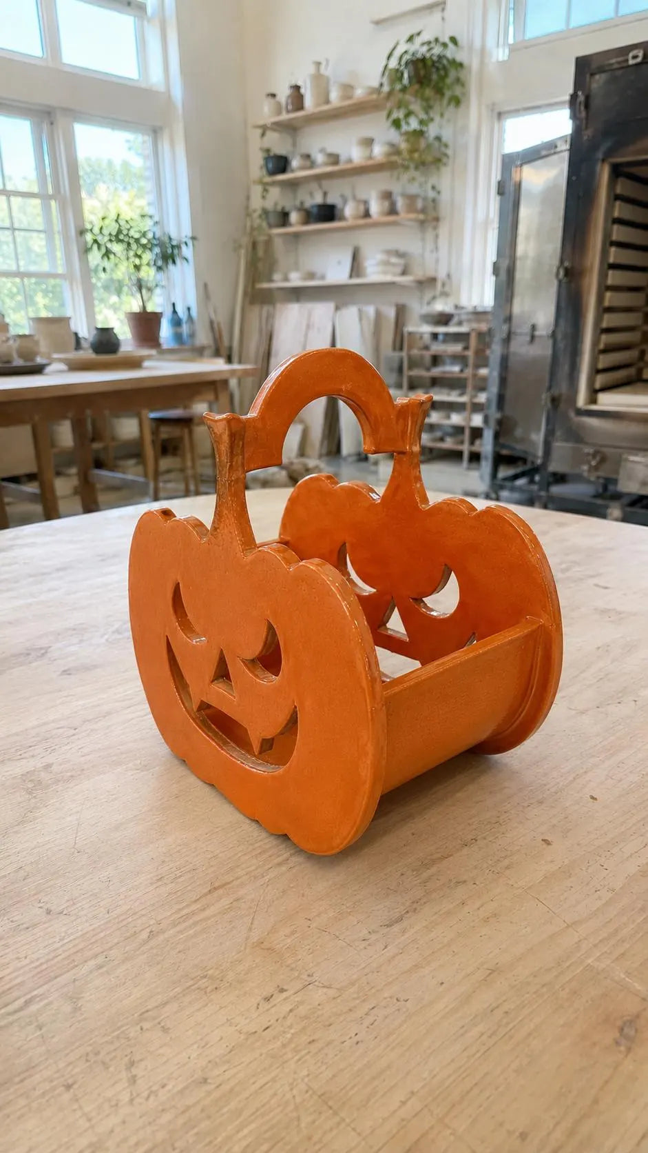Pumpkin Basket Pottery Template, Halloween Decor, Ceramic Slab Building, Digital Download