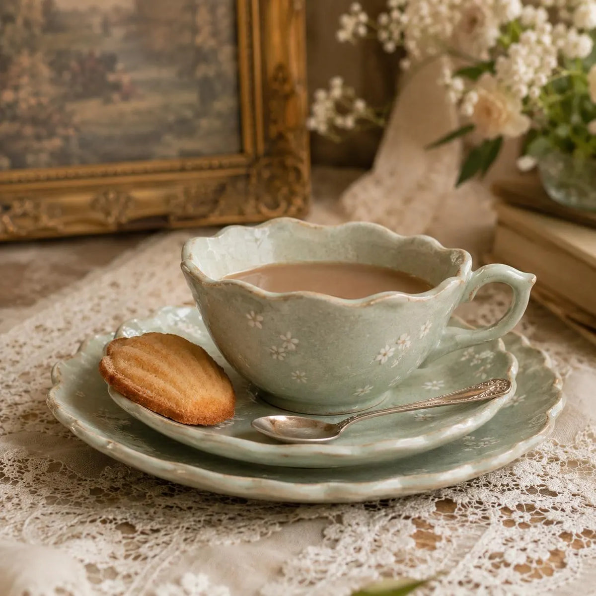 Scalloped Teacup Pottery Template, Ceramic Dessert Plate, Slab Building Pattern, Digital Download PDF