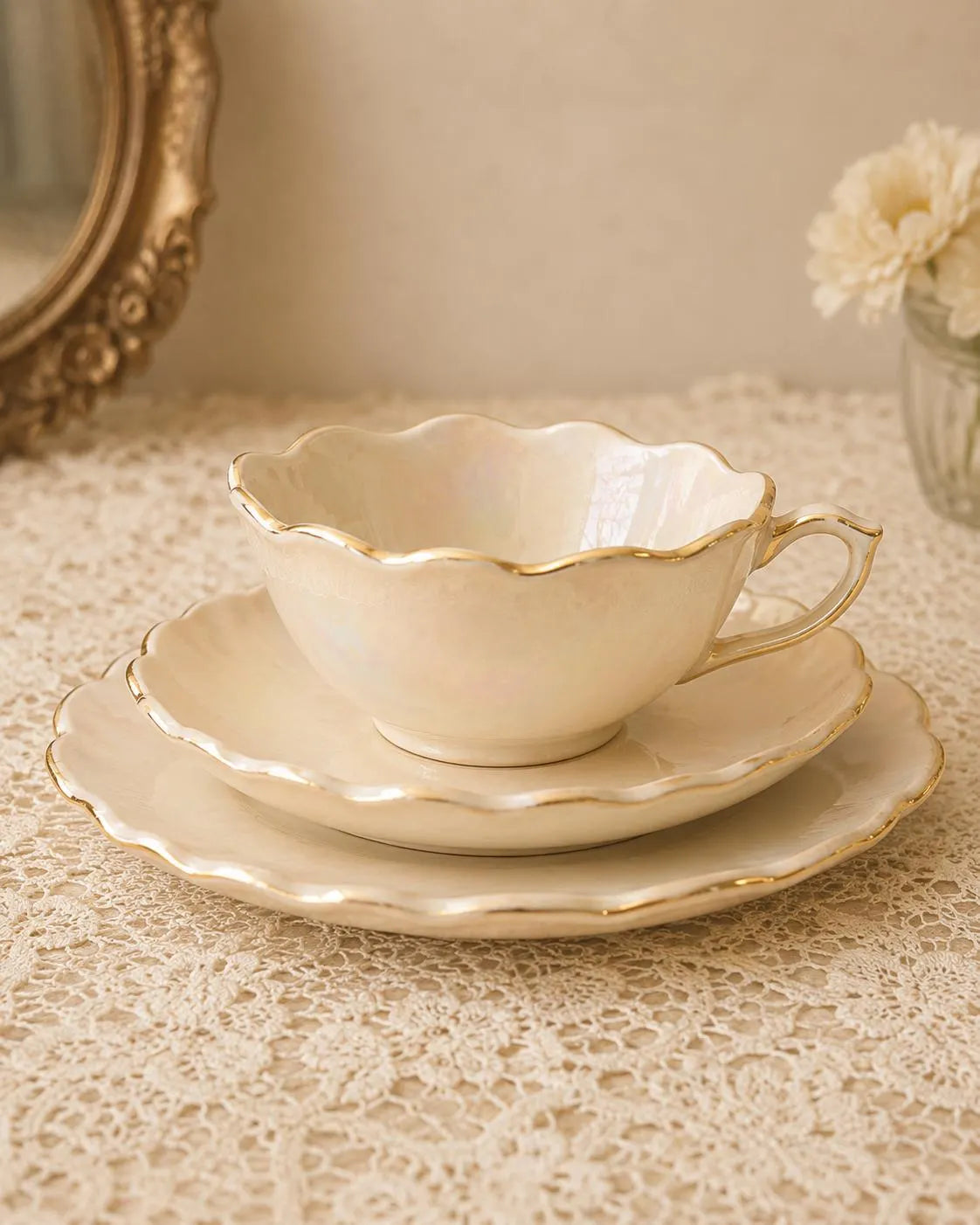 Scalloped Teacup Pottery Template, Ceramic Dessert Plate, Slab Building Pattern, Digital Download PDF