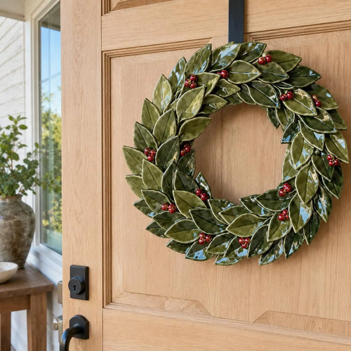 Ceramic Christmas Wreath Template, Door Decor, Slab Building Pattern, Holiday Pottery, Digital Download PDF