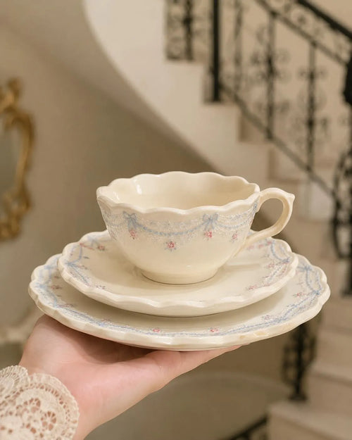 Scalloped Teacup Pottery Template, Ceramic Dessert Plate, Slab Building Pattern, Digital Download PDF