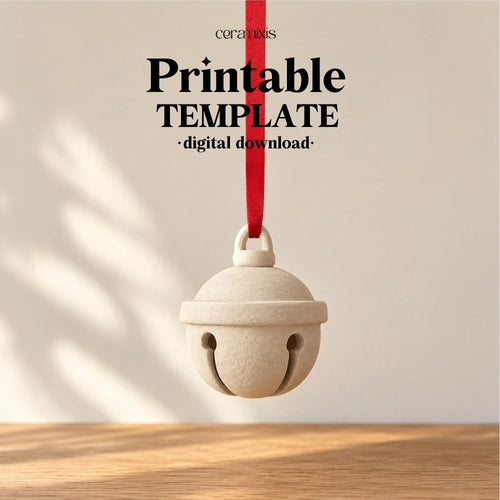 Jingle Bell Pottery Template PDF, Christmas Ornament, Ceramic Slab Building, Digital Download
